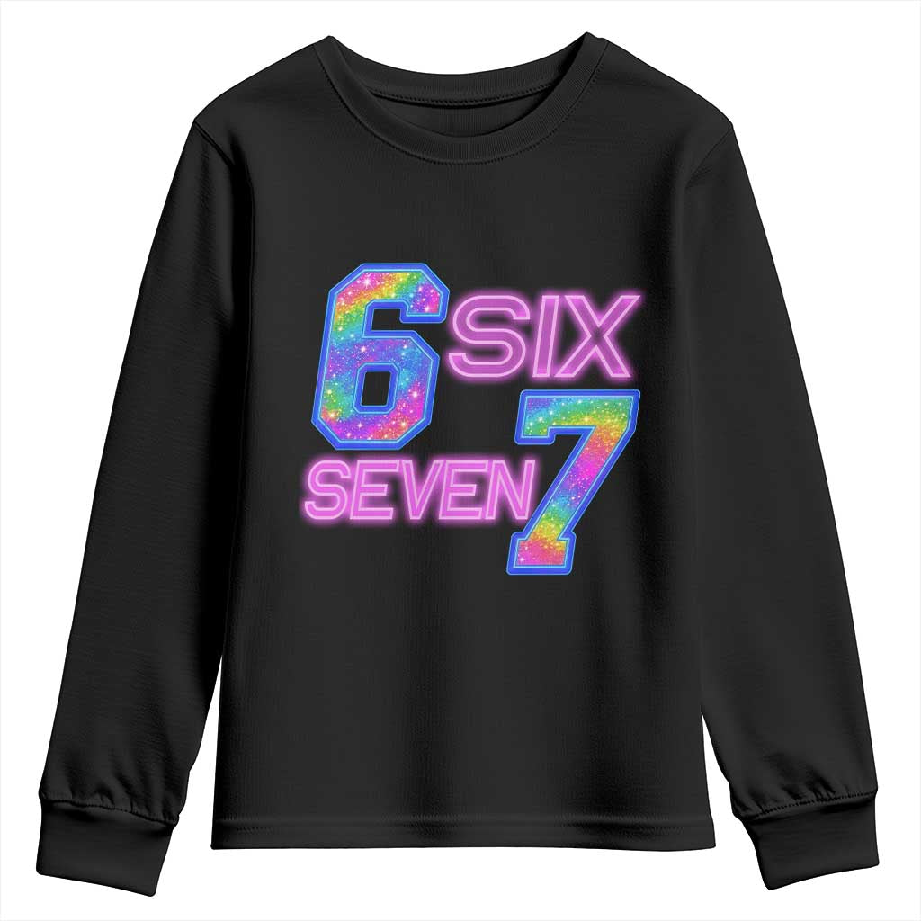 Colorful Neon Light Effect Youth Sweatshirt Six Seven Meme
