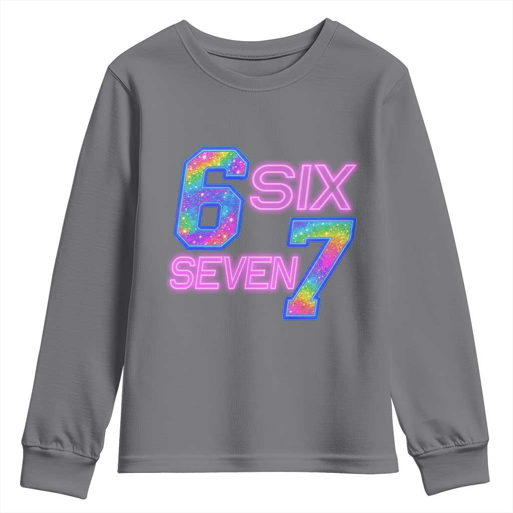 Colorful Neon Light Effect Youth Sweatshirt Six Seven Meme