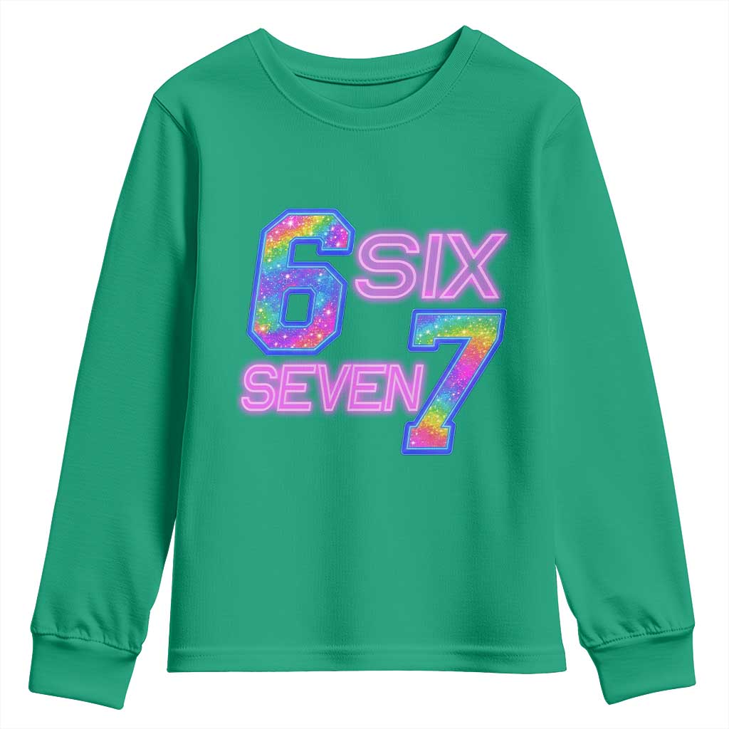Colorful Neon Light Effect Youth Sweatshirt Six Seven Meme
