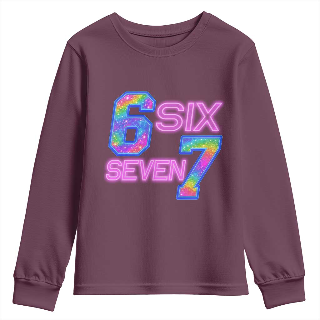 Colorful Neon Light Effect Youth Sweatshirt Six Seven Meme