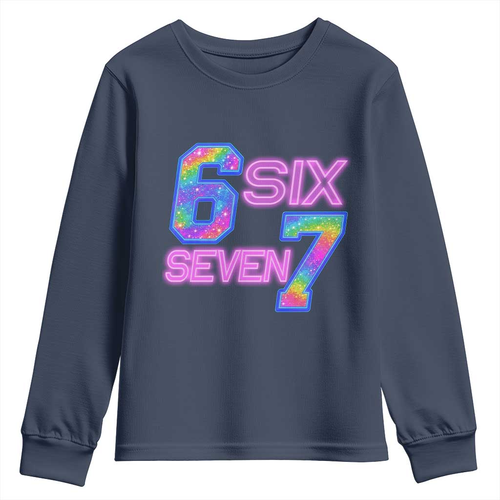 Colorful Neon Light Effect Youth Sweatshirt Six Seven Meme