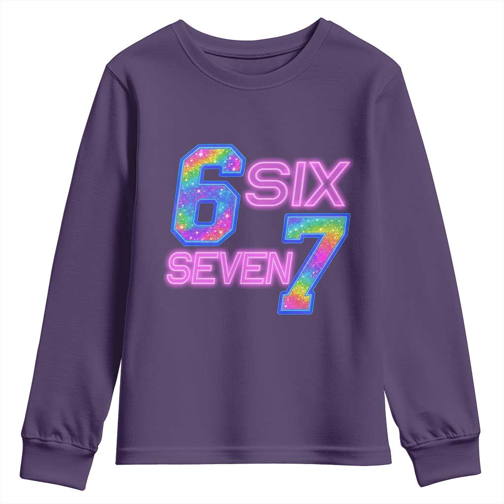 Colorful Neon Light Effect Youth Sweatshirt Six Seven Meme