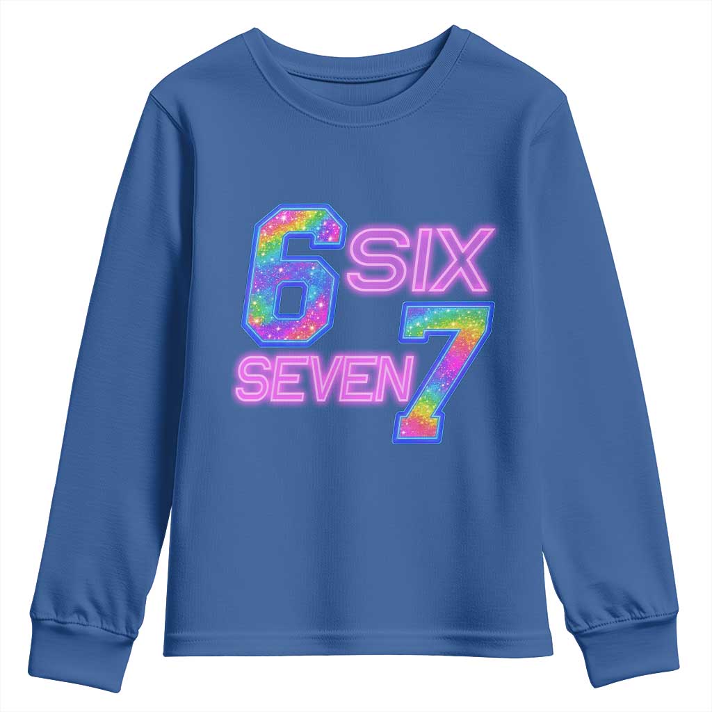 Colorful Neon Light Effect Youth Sweatshirt Six Seven Meme