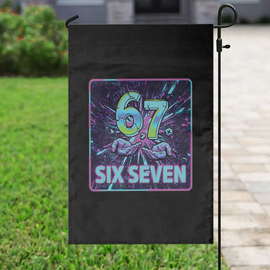 Funny Six Seven Meme Garden Flag Cyberpunk Neon Style