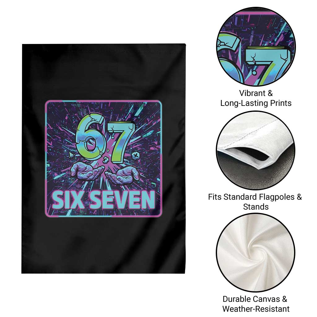 Funny Six Seven Meme Garden Flag Cyberpunk Neon Style