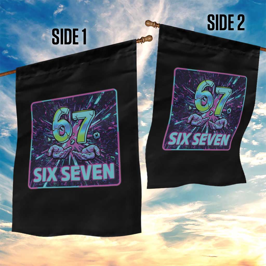 Funny Six Seven Meme Garden Flag Cyberpunk Neon Style