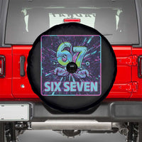Funny Six Seven Meme Spare Tire Cover Cyberpunk Neon Style