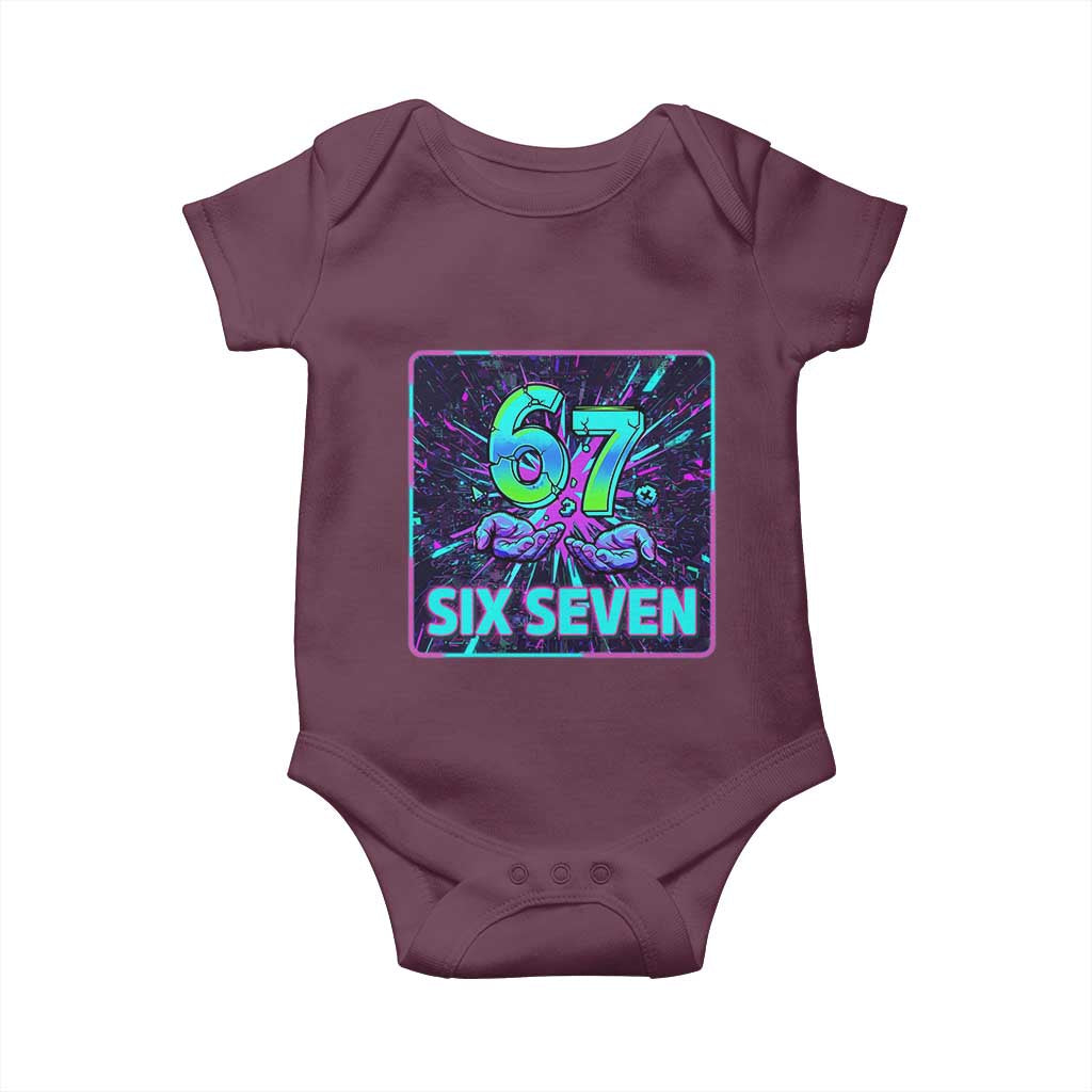 Funny Six Seven Meme Baby Onesie Cyberpunk Neon Style