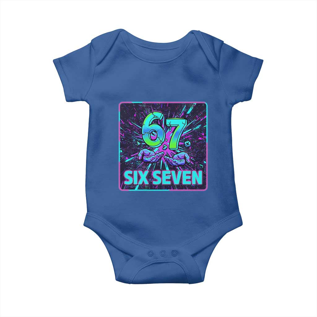 Funny Six Seven Meme Baby Onesie Cyberpunk Neon Style
