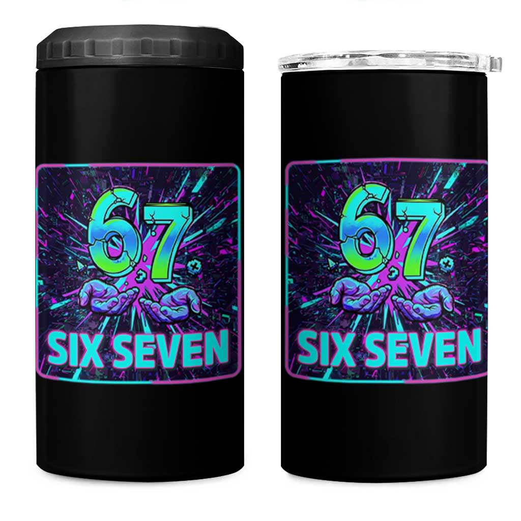 Funny Six Seven Meme 4 in 1 Can Cooler Tumbler Cyberpunk Neon Style