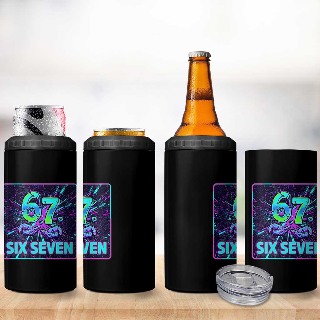 Funny Six Seven Meme 4 in 1 Can Cooler Tumbler Cyberpunk Neon Style