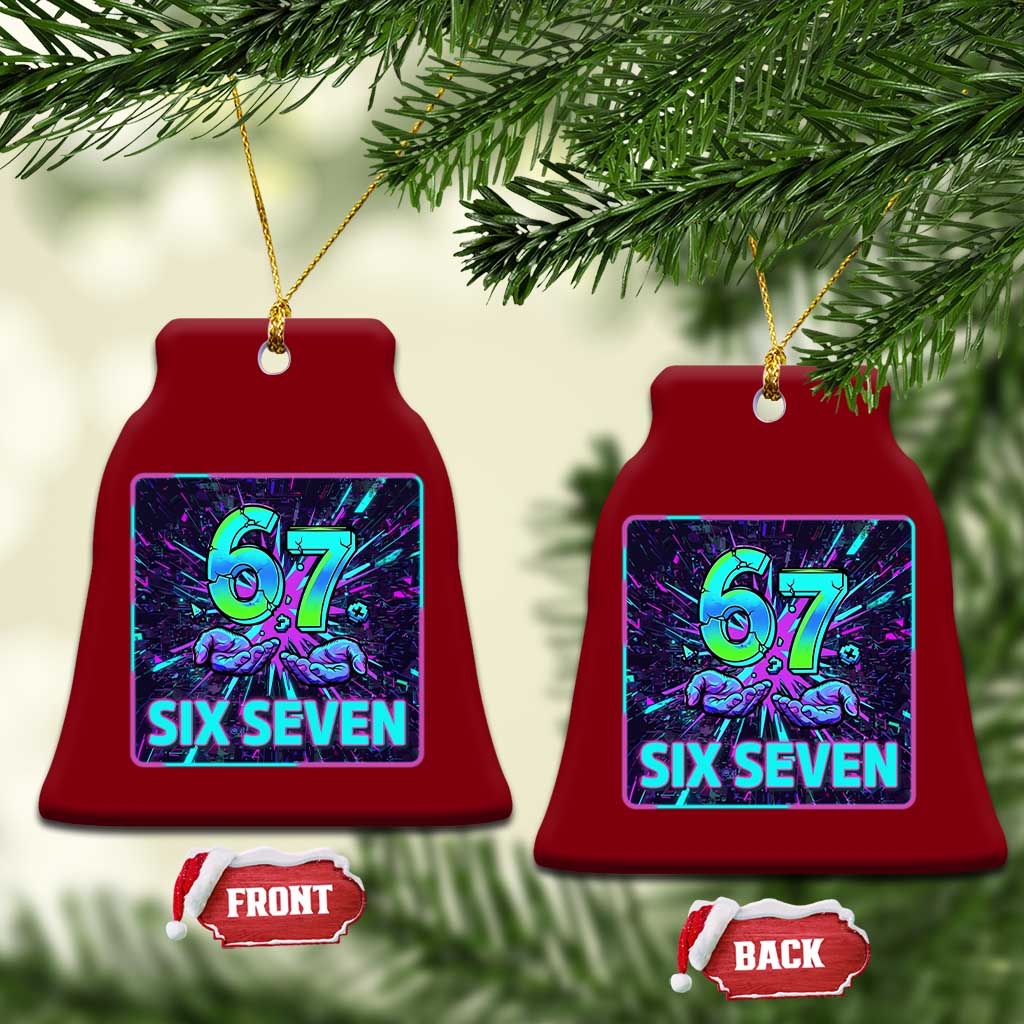 Funny Six Seven Meme Ceramic Ornament Cyberpunk Neon Style