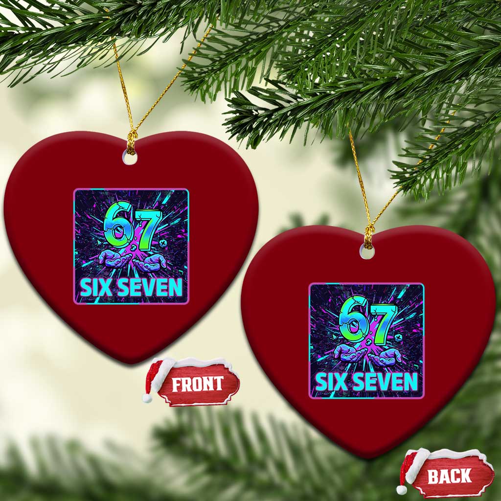 Funny Six Seven Meme Ceramic Ornament Cyberpunk Neon Style