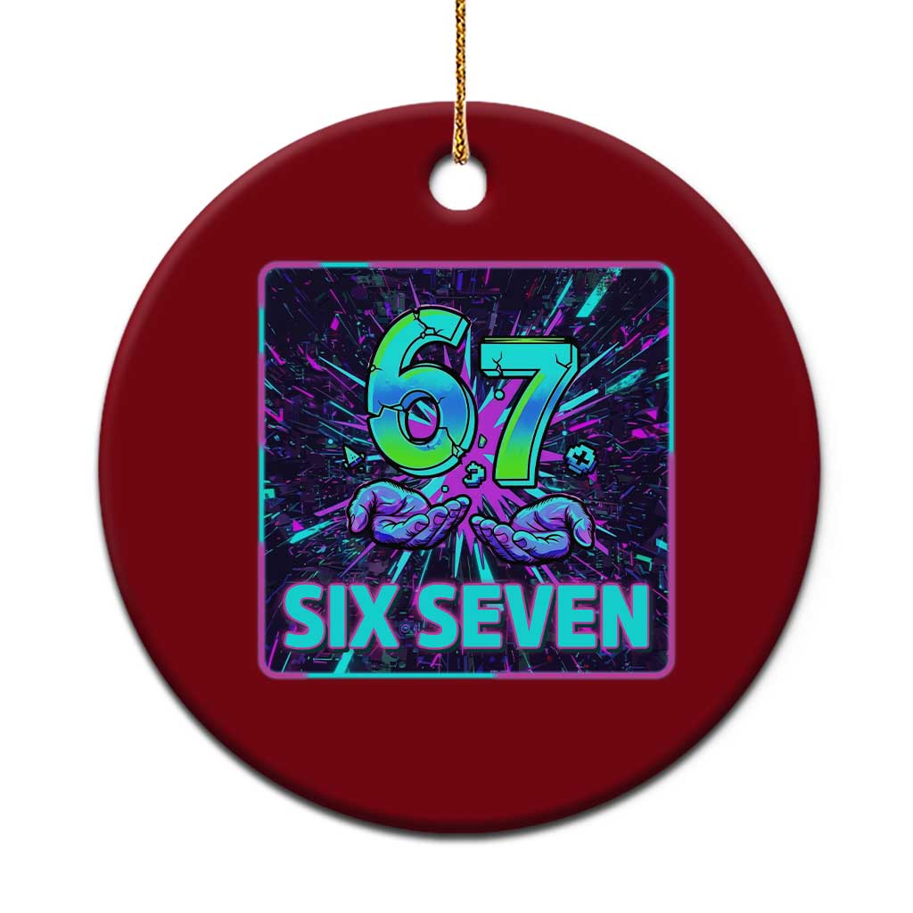 Funny Six Seven Meme Ceramic Ornament Cyberpunk Neon Style