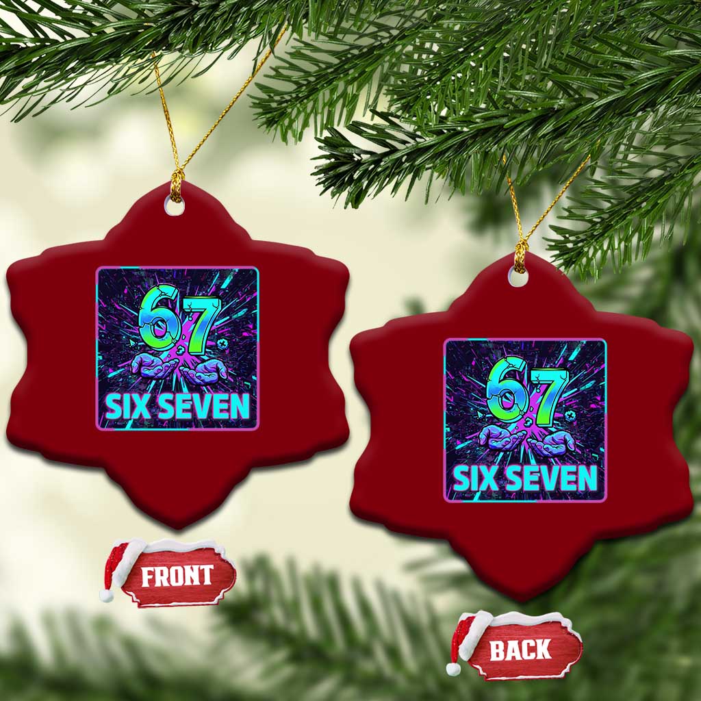 Funny Six Seven Meme Ceramic Ornament Cyberpunk Neon Style