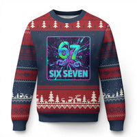 Funny Six Seven Meme Ugly Christmas Sweater Cyberpunk Neon Style