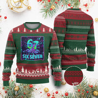 Funny Six Seven Meme Ugly Christmas Sweater Cyberpunk Neon Style