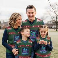 Funny Six Seven Meme V-Neck Knit Sweater Vest Cyberpunk Neon Style