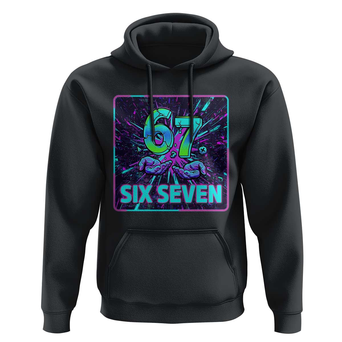 Funny Six Seven Meme Hoodie Cyberpunk Neon Style