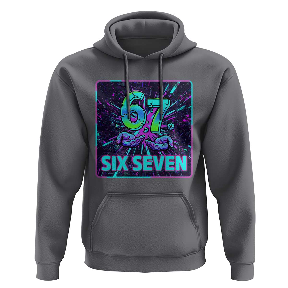 Funny Six Seven Meme Hoodie Cyberpunk Neon Style