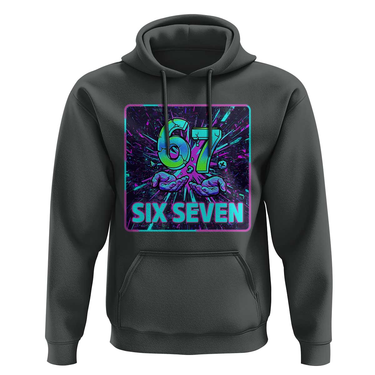 Funny Six Seven Meme Hoodie Cyberpunk Neon Style