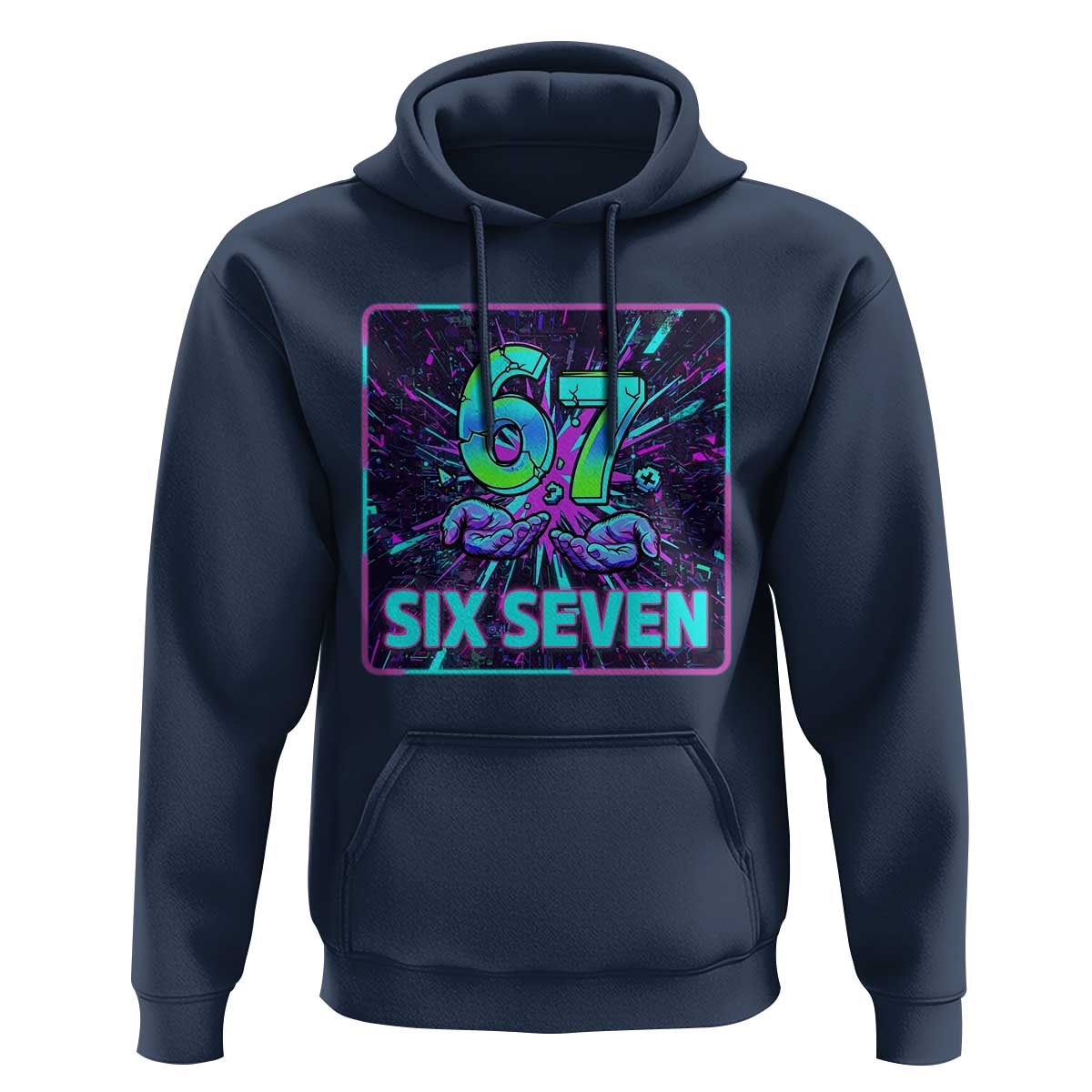 Funny Six Seven Meme Hoodie Cyberpunk Neon Style