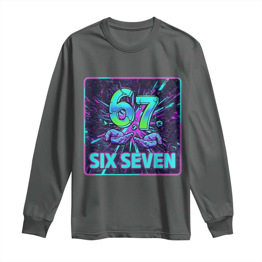 Funny Six Seven Meme Long Sleeve Shirt Cyberpunk Neon Style