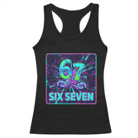 Funny Six Seven Meme Racerback Tank Top Cyberpunk Neon Style
