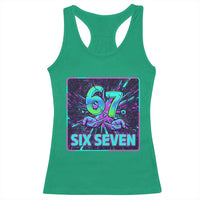 Funny Six Seven Meme Racerback Tank Top Cyberpunk Neon Style