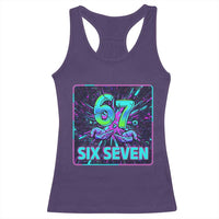 Funny Six Seven Meme Racerback Tank Top Cyberpunk Neon Style