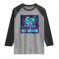 Funny Six Seven Meme Raglan Shirt Cyberpunk Neon Style