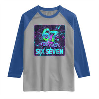 Funny Six Seven Meme Raglan Shirt Cyberpunk Neon Style