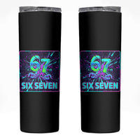Funny Six Seven Meme Skinny Tumbler Cyberpunk Neon Style