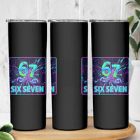 Funny Six Seven Meme Skinny Tumbler Cyberpunk Neon Style