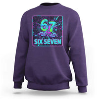 Funny Six Seven Meme Sweatshirt Cyberpunk Neon Style