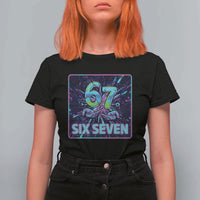 Funny Six Seven Meme T Shirt For Women Cyberpunk Neon Style