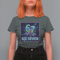 Funny Six Seven Meme T Shirt For Women Cyberpunk Neon Style