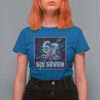 Funny Six Seven Meme T Shirt For Women Cyberpunk Neon Style