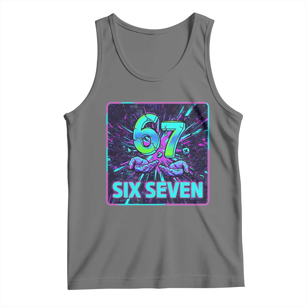 Funny Six Seven Meme Tank Top Cyberpunk Neon Style