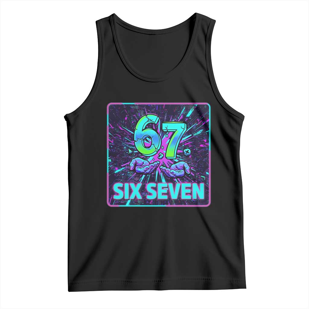 Funny Six Seven Meme Tank Top Cyberpunk Neon Style