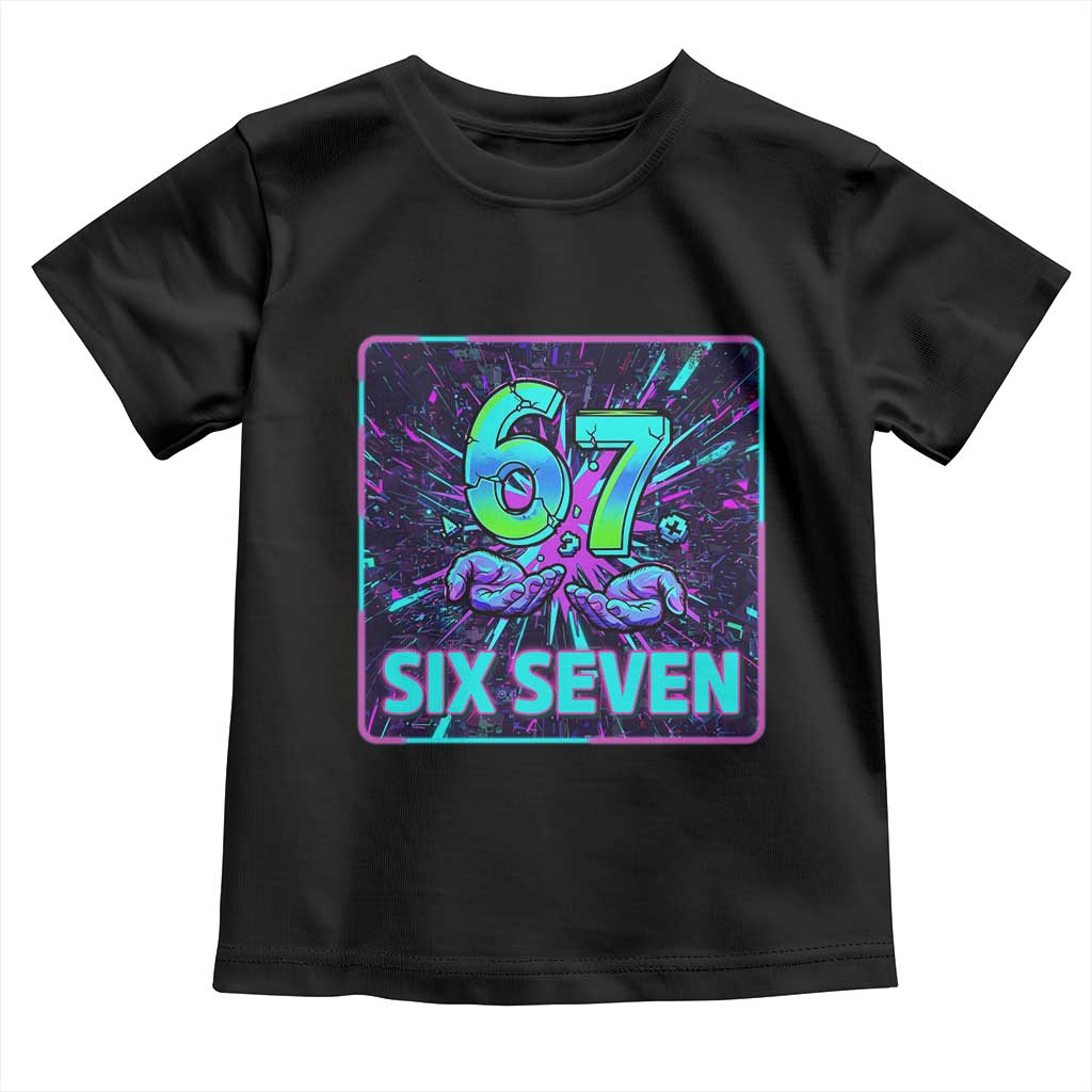 Funny Six Seven Meme Toddler T Shirt Cyberpunk Neon Style
