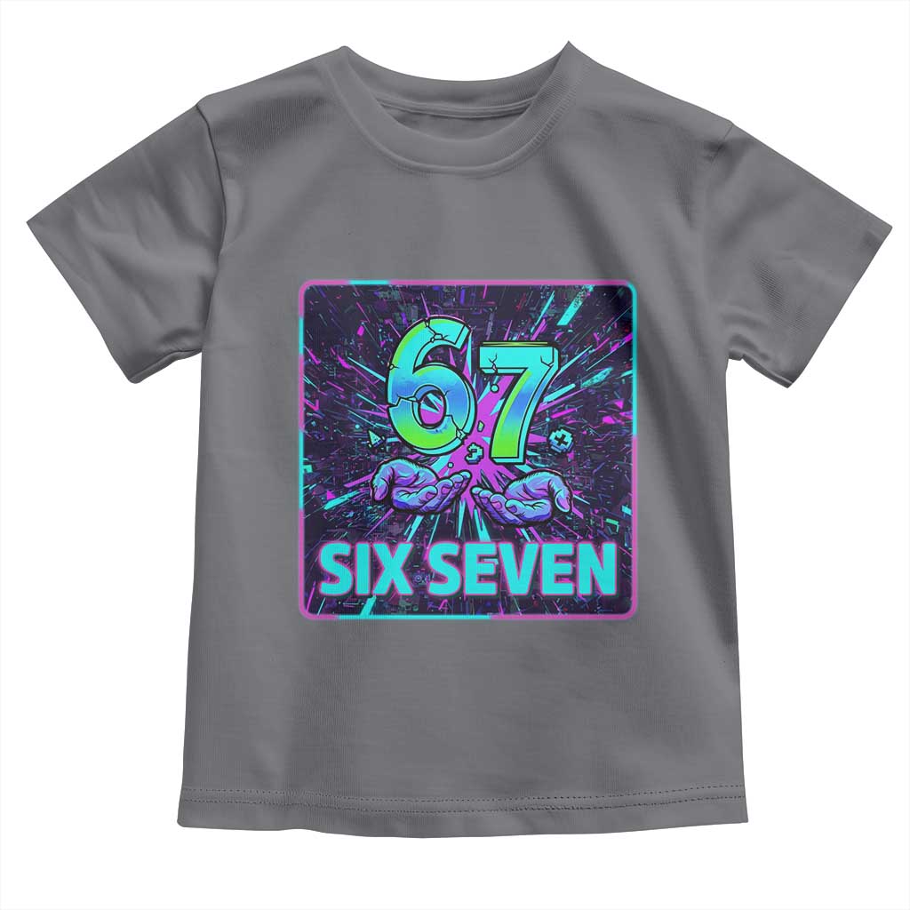 Funny Six Seven Meme Toddler T Shirt Cyberpunk Neon Style
