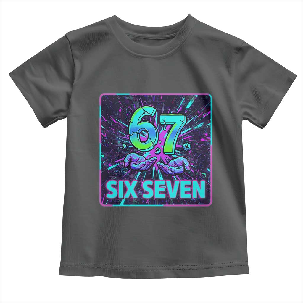 Funny Six Seven Meme Toddler T Shirt Cyberpunk Neon Style