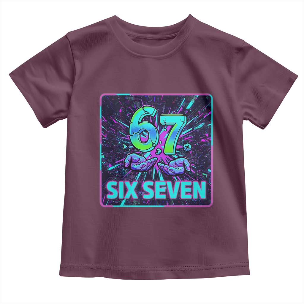 Funny Six Seven Meme Toddler T Shirt Cyberpunk Neon Style