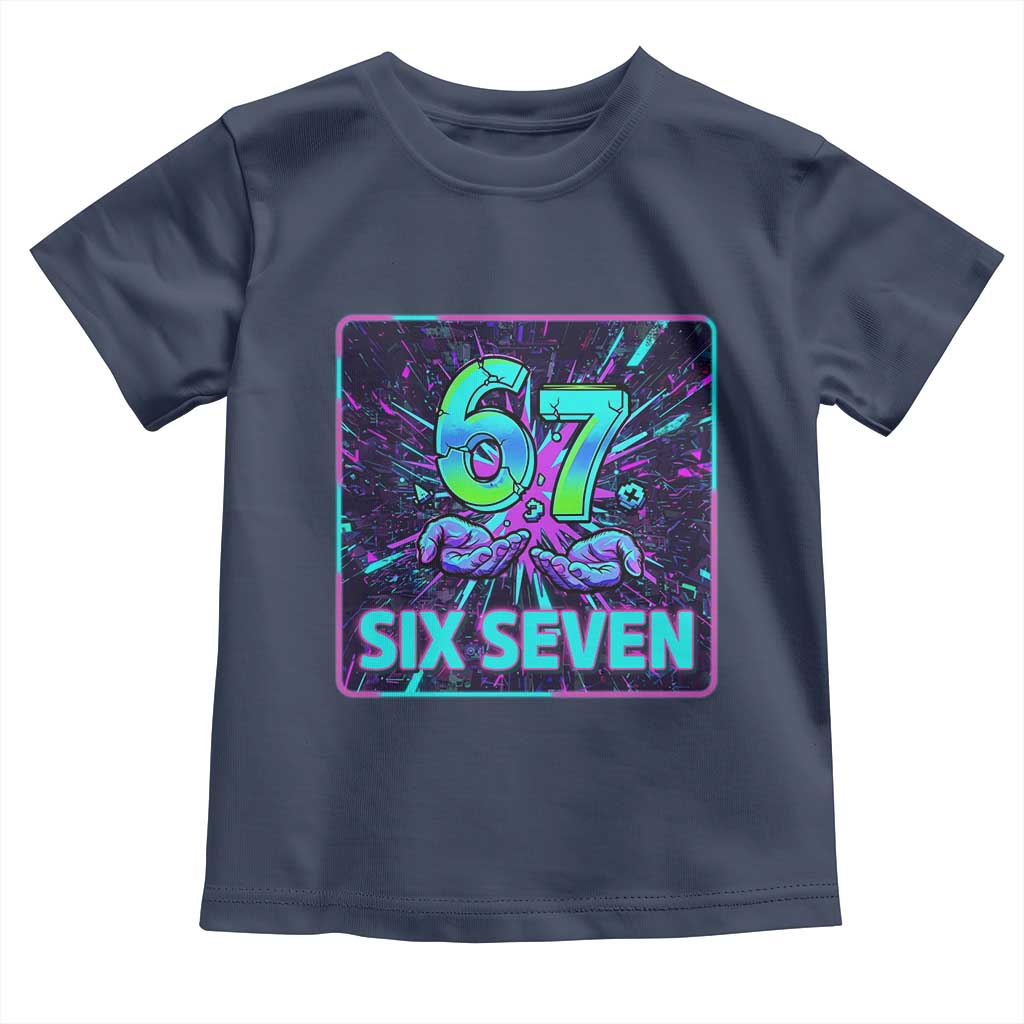 Funny Six Seven Meme Toddler T Shirt Cyberpunk Neon Style