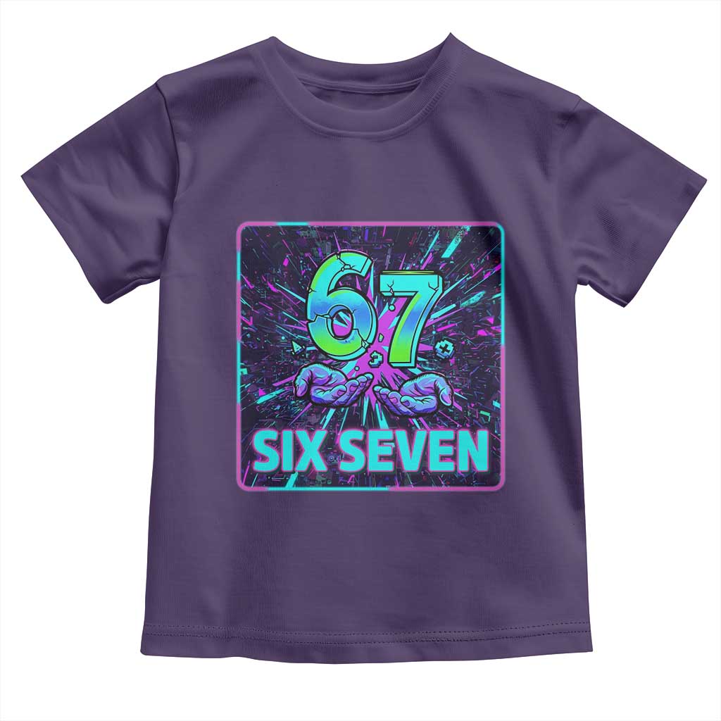 Funny Six Seven Meme Toddler T Shirt Cyberpunk Neon Style