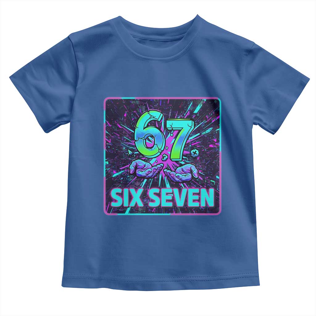 Funny Six Seven Meme Toddler T Shirt Cyberpunk Neon Style