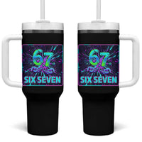 Funny Six Seven Meme Tumbler With Handle Cyberpunk Neon Style