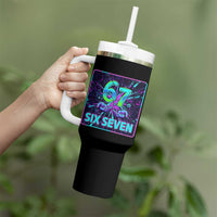 Funny Six Seven Meme Tumbler With Handle Cyberpunk Neon Style