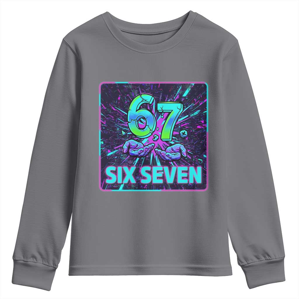 Funny Six Seven Meme Youth Sweatshirt Cyberpunk Neon Style